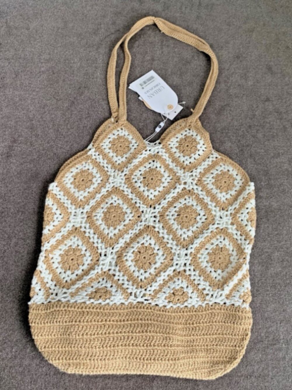 Urban Originals Women's Sunflower Tote Large Shoulder Bag Knit Sand/Tan/Brown